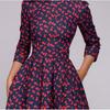 2022 A-line Retro Floral Dress for Women - Three-quarter Sleeve, Round Neck, Autumn/Winter Collection