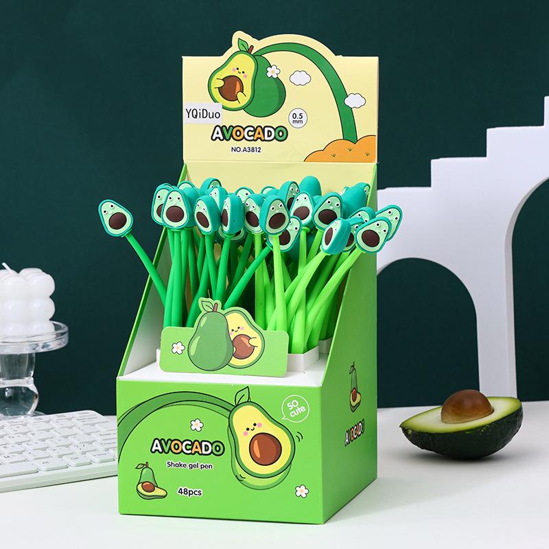 

Снова в школу сезон 48 шт 0,7 мм мягкий клей авокадо шейк гелевая ручка мультяшная форма фрукта ручка-шейкер черная ручка для подписи подарочная ручка B-Random style 36pcs