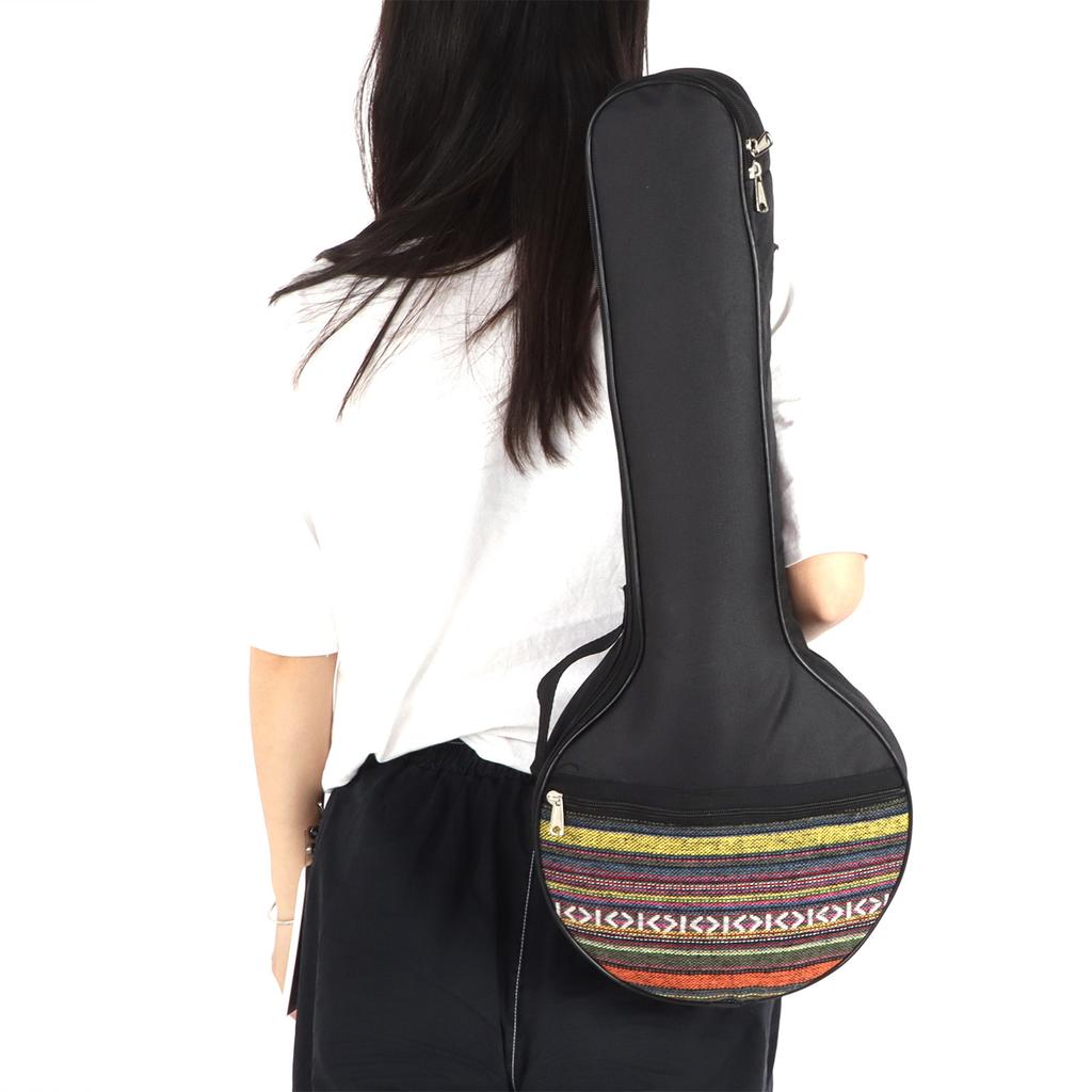 4 String Banjo Bag Gig Ethnic Style Cotton with Adjustable Straps Instrument Accessory