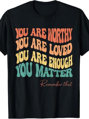 Plus Size Women's Clothing- Loose Fit Mental Health Theme T-Shirt-  You Matter  Positive Statement P