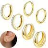 3 Pairs Dainty 14K Gold Plated Zircon Hoops Stackable Earrings Set For Women Fashion Elegant Daily Party Wear Jewelry Gifts 2026