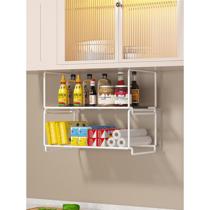 2layer Kitchen Under Cabinet Rack Storage Shelf Tissue Cup Holder Closet Desk Hanging Rack Hollowed Rack 32x20x20cm белый 2630₽