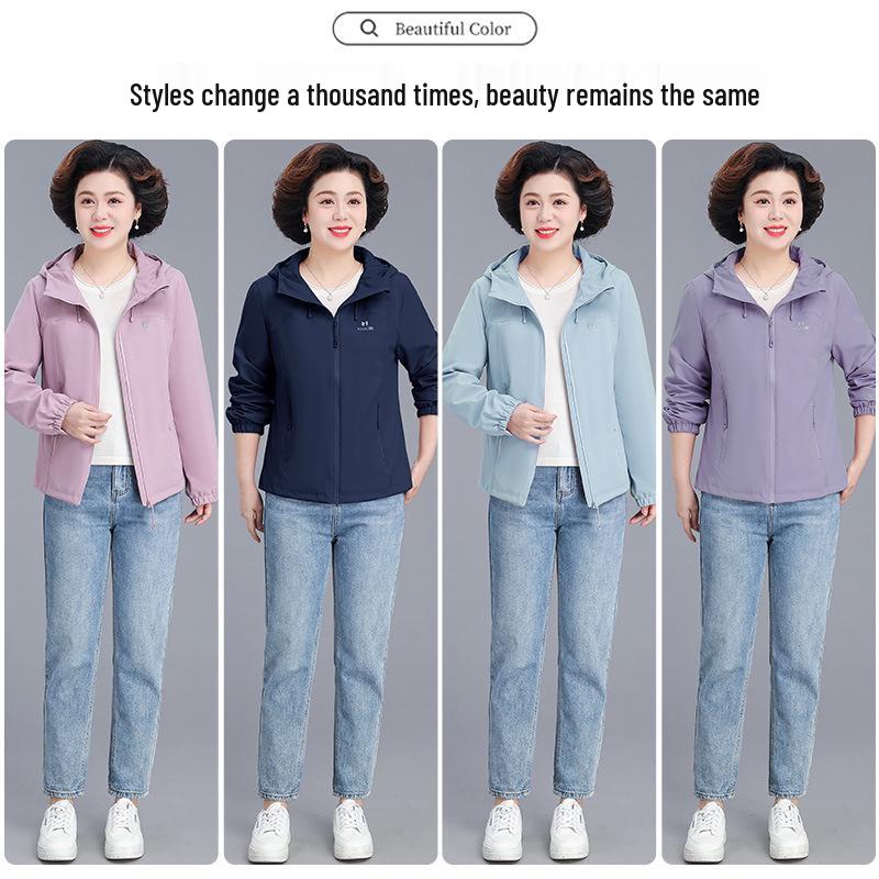 Mom's Stylish 2026 Korean-Style Windbreaker: Youthful Spring/Fall Jacket for Middle-Aged & Older Women