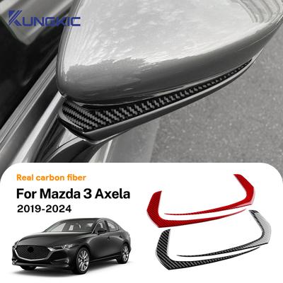 Real Soft Carbon Fiber For Mazda 3 Axela 2024 2025 LHD RHD Car Rearview Mirror Strip Decor Trim Sticker