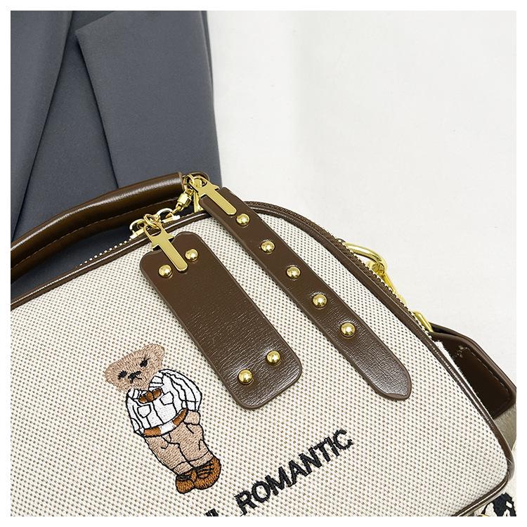 2026 New Bear Embroidery Women's Versatile Crossbody Shoulder Bag