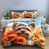 Dog-Inspired Floral Field Set Exquisite three-piece bedding set gift for kids and adults
