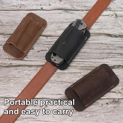 EDC Leather Knife Sheath Quick Access To The Knife Pocket Organizer Compact Draw Knifes Carrier Suitable for Most Folding Knives