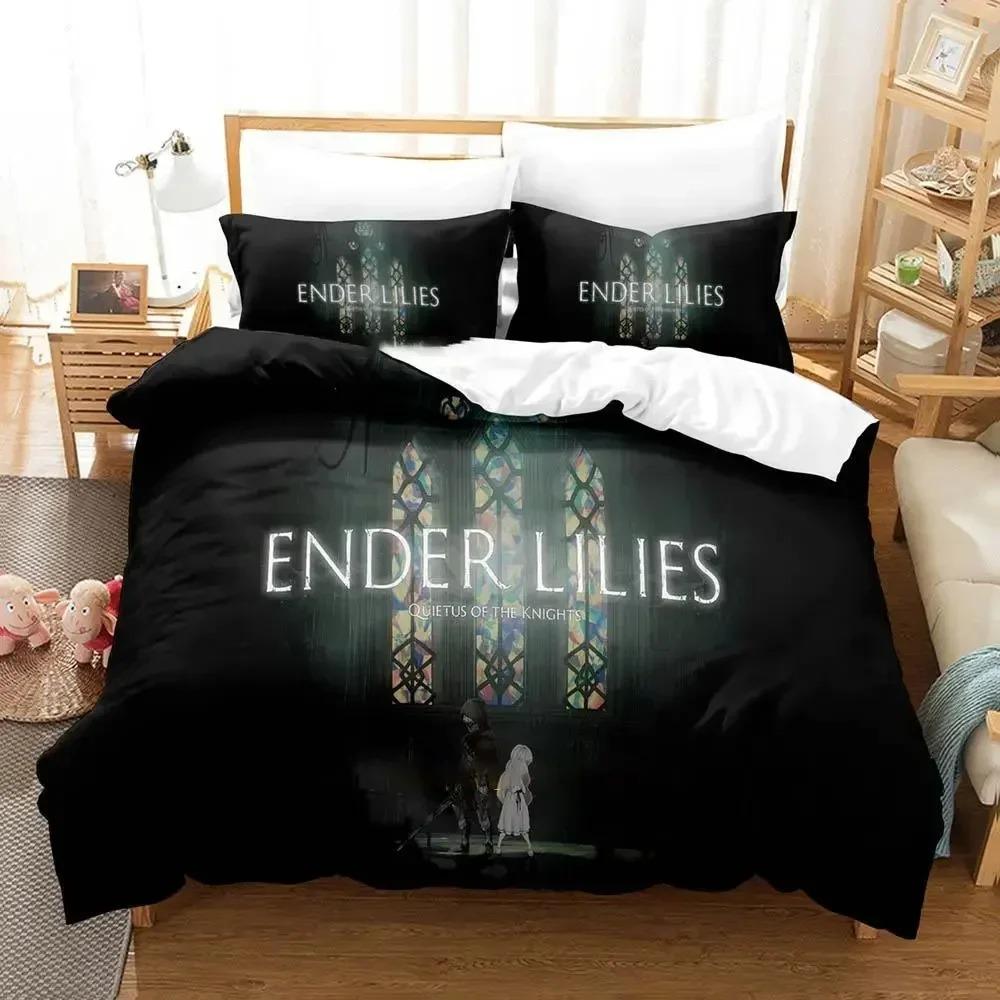 Ender Lilies Quietus of the Knights Beding Set 3D Printed Suitable for Bedrom Soft with Soft Fabric Duvet Cover Set With Pilowcases Home Textile