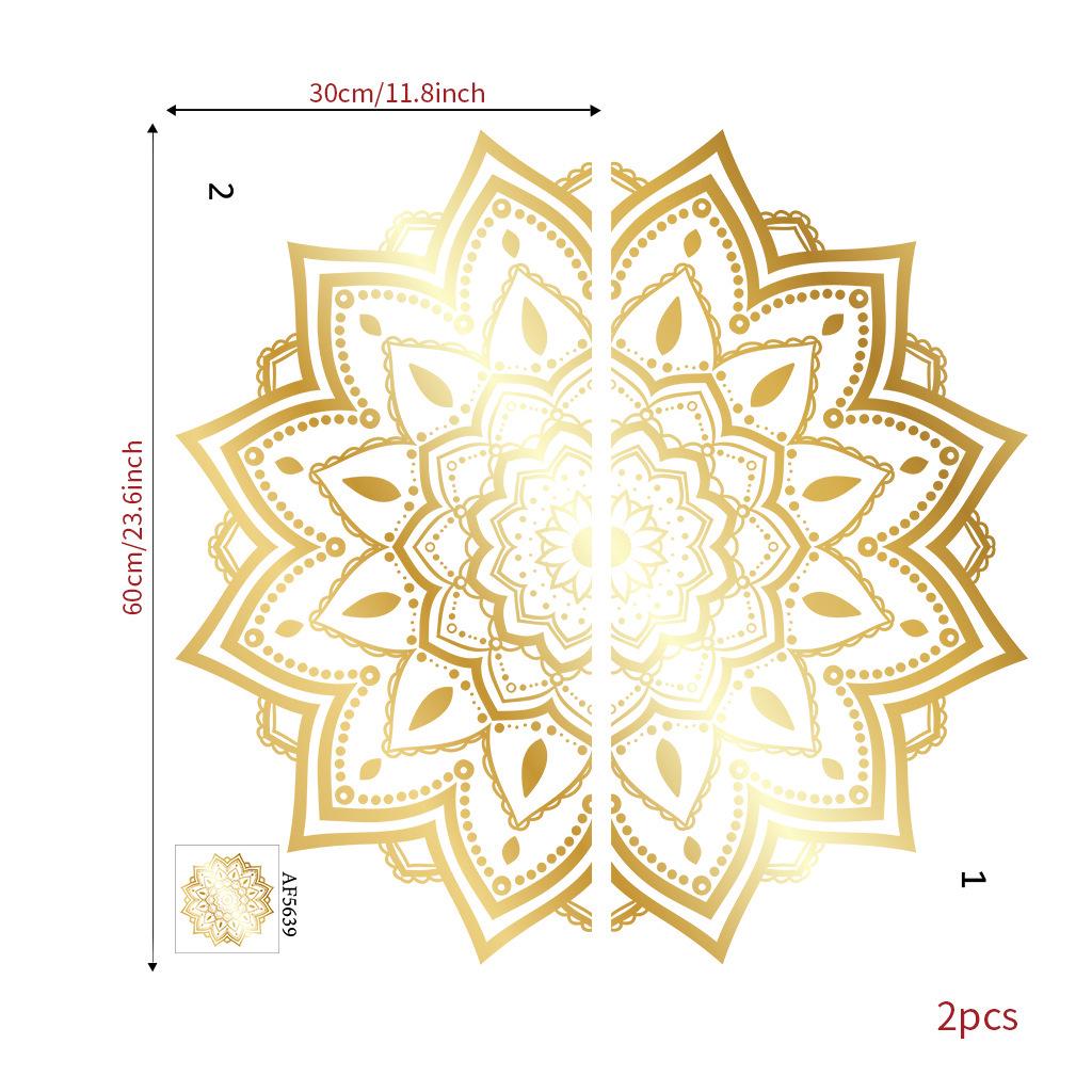 Gold Colorful Large Mandala PVC Removable Wall Stickers