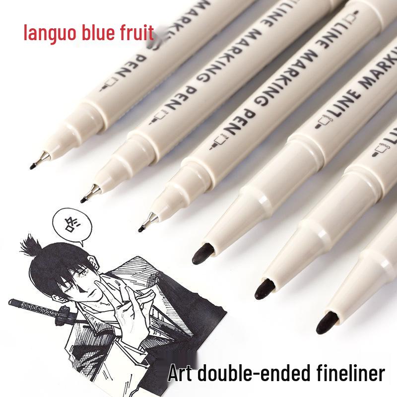 Blaues Frucht Doppelspitzen-Fineliner-Stiftset für Studenten: Ideal zum Zeichnen, Konturieren und Journaling.