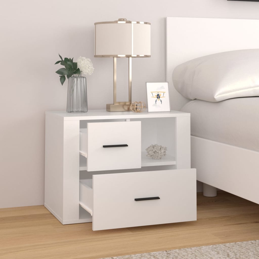Nightstand White 60 x 36 x 45 cm Particleboard