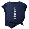 Women Summer Casual O Neck Short Sleeve Moon Print Loose Blouse T-shirt Top