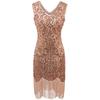 S Vintage Gatsby Sequin Dress Gala Dress Tassel Dress Double V-Neck Dress Stage Performance Costume