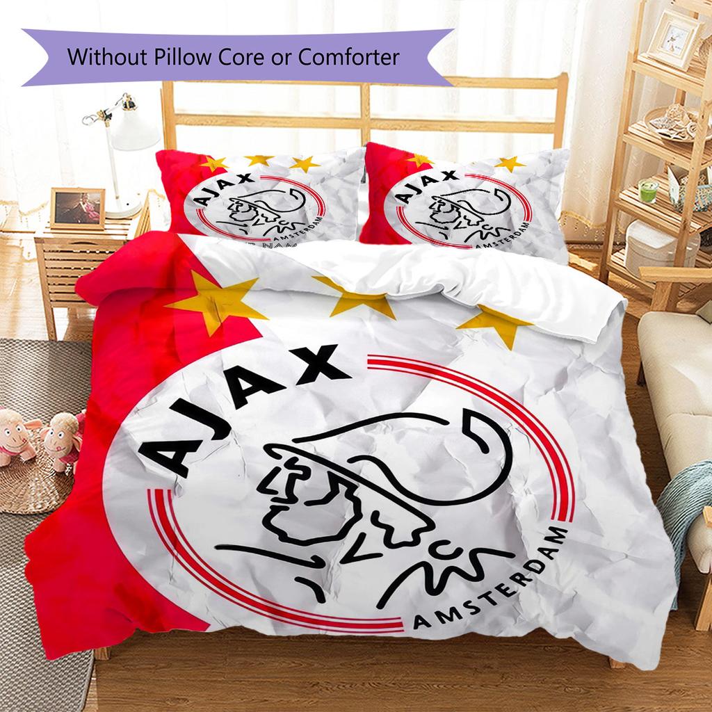 AFC Ajax Custom Name Pattern Bedding,Quilt Set Quilt Cover Pillowcase Home Birthday Gift(1 * Duvet Cover + 2 * Pillowcase, Without Core)