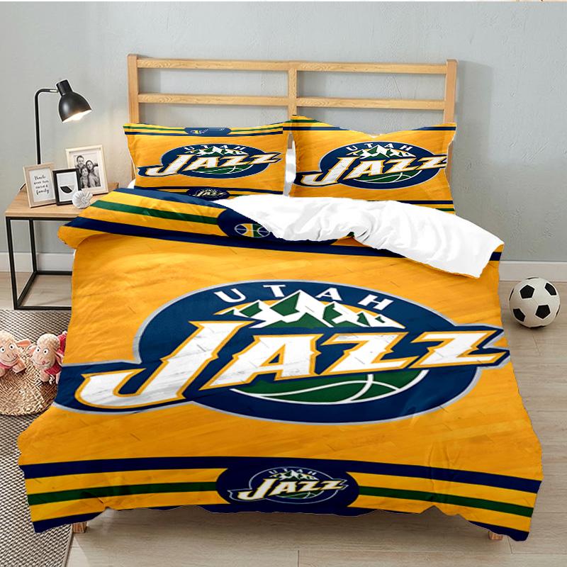 Jazz Basketball Team Bedding Set 3pcs, High Quality Bedding Set Including 1pc Duvet Cover And 2pcs Pillowcases for Bedroom, Dormitory Gift
