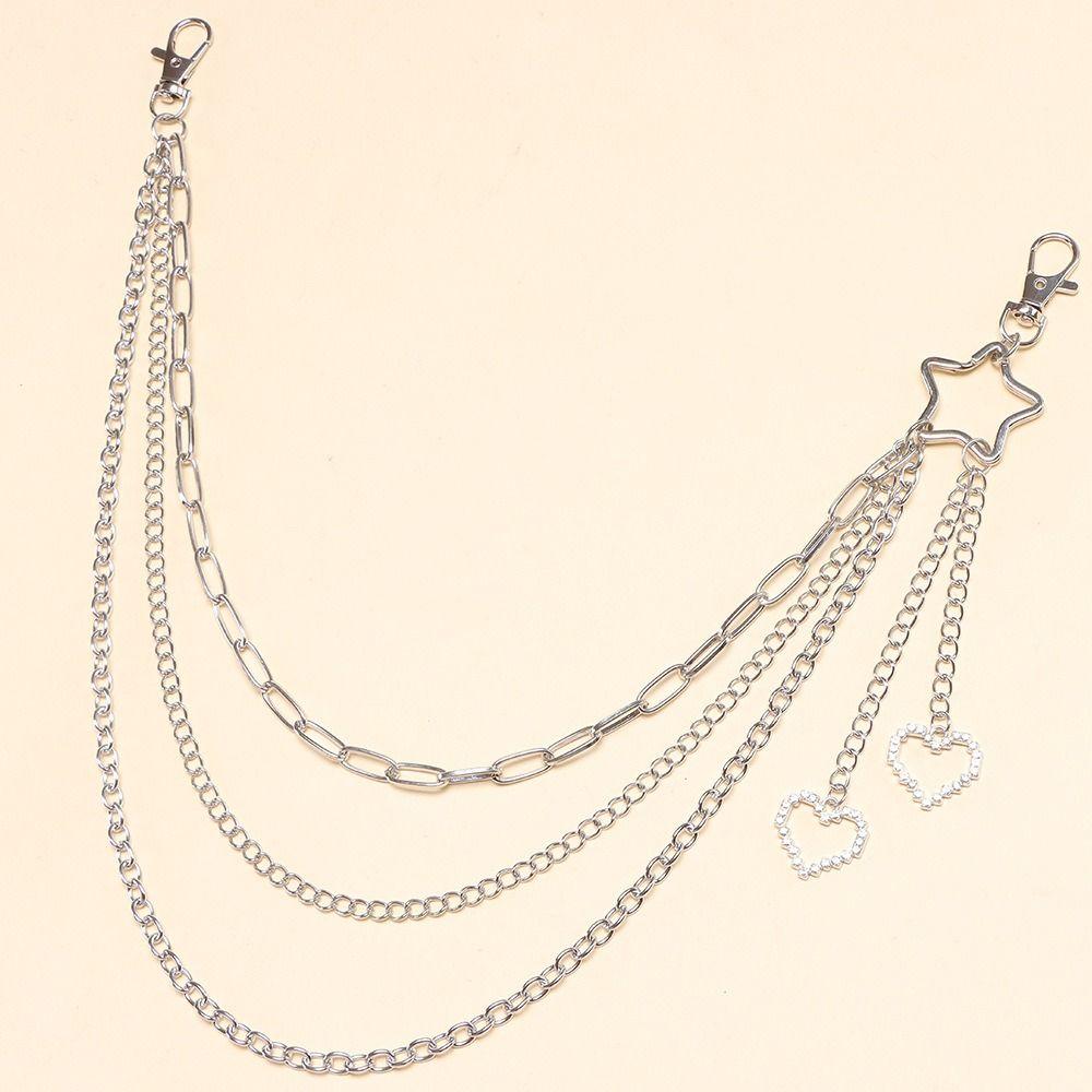 Corrente Decorativa de Calças de Metal Punk Rock Chaveiro Corrente Joia Corrente de Cintura para Jeans Mulheres Homens