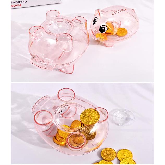 Piggy Bank, Plastic Money Bank, Transparent Money Jar, Coin Bank for Girls and Boys, Gifts for Birthday, Easter, Christmas, Baby Shower