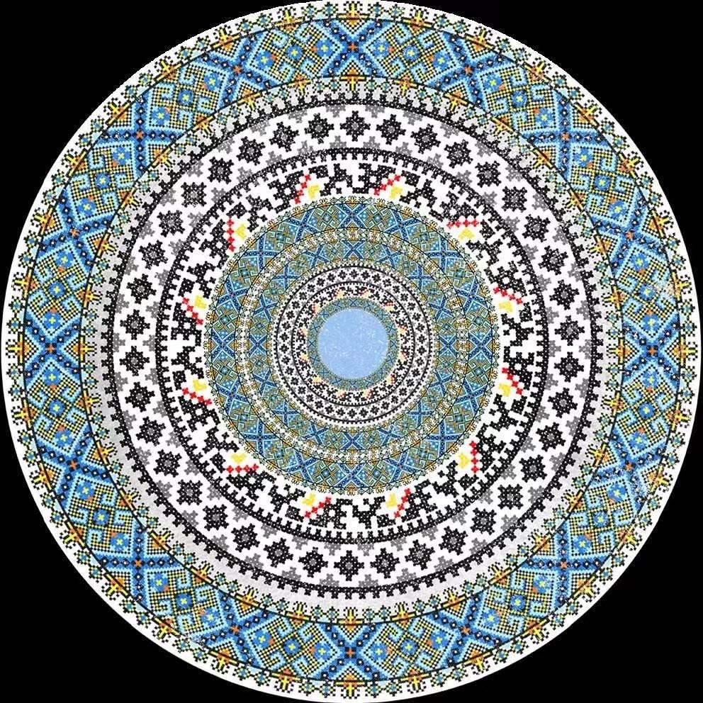 

Круглый ковер Американский богемный балконный подвесной стул Компьютерный вращающийся стул Круглый напольный коврик 80*80cm павлин голубой