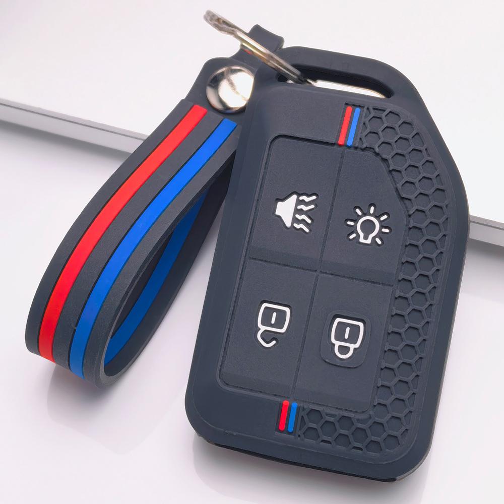 Silicone Car Keychain Strap for Volvo Truck New FM FH FH16 Honeycomb Texture Racing Stripe Anti Lost Key Ring Holder Anti Scratch Non Slip Grip