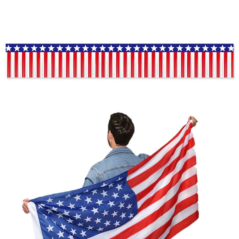 USA Flaggen Fransen Banner Lametta Girlande Folien Quasten Girlande Für Unabhängigkeitstag Vierter Juli Innen- und Außendekoration