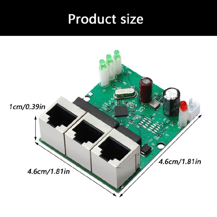 3Port 100Mbps Ethernet Networking Switches Design Plugs and Play Featuring LED Indicators for Real Time Status