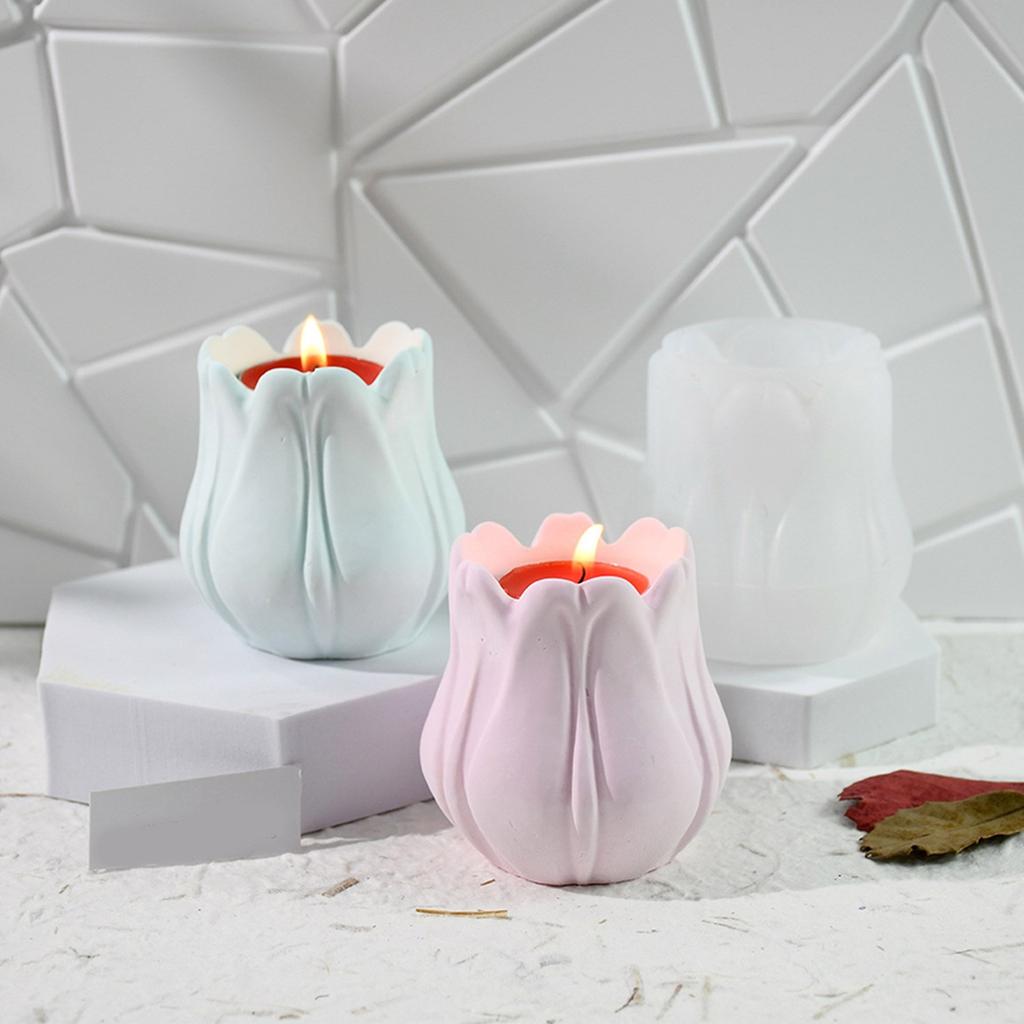 Stampo in Silicone 3D per Candeliere Stampo Decorativo per Base di Candela Stampo per Vaso di Candela in Gesso Elegante Stampo per Decorazioni Domestiche