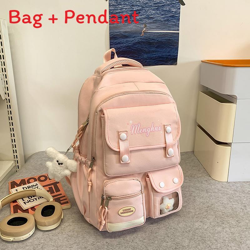 Nylon School Backpack For Students With Design And Letter Pattern For Campus Use