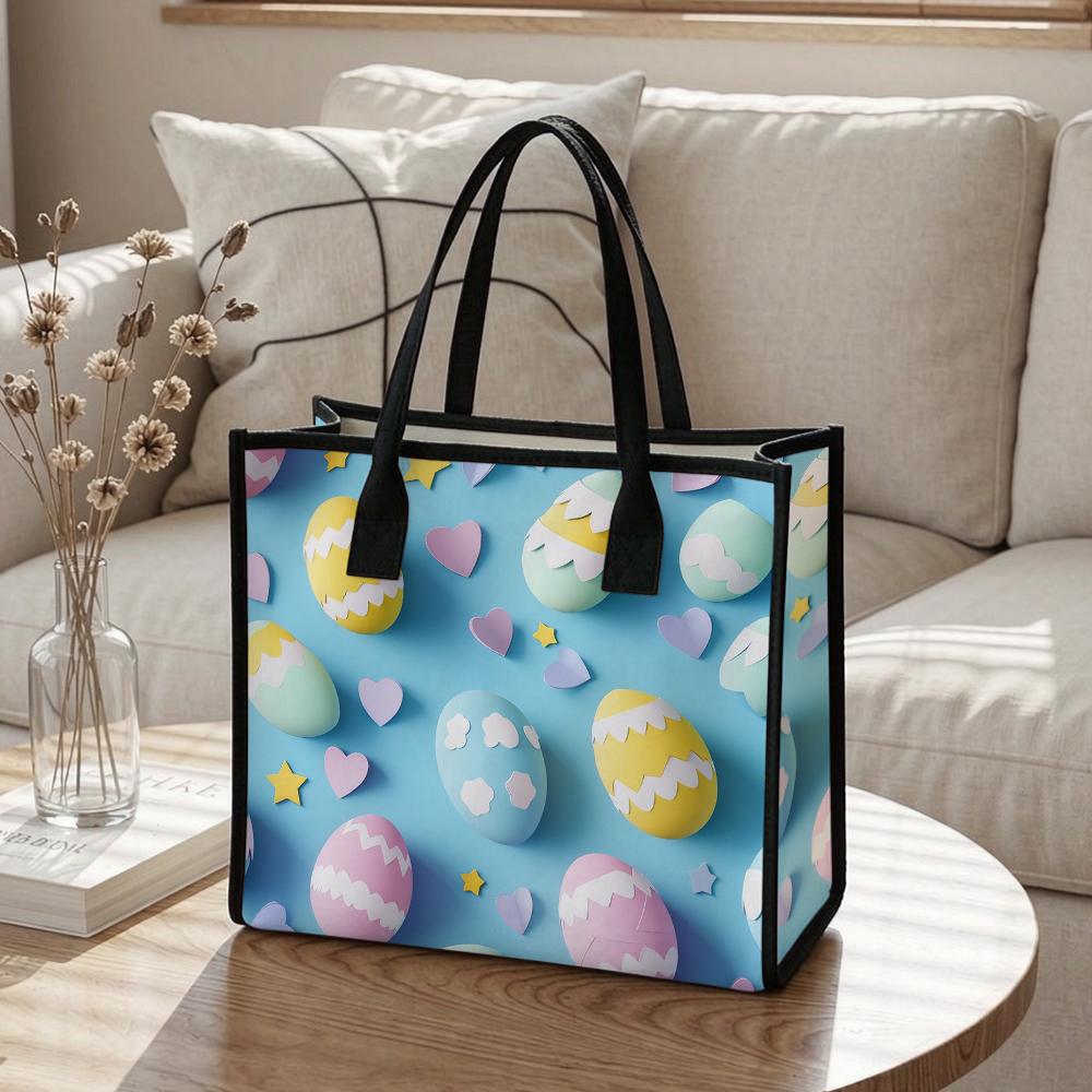 Easter Pattern Tote Bag Casual Daily Shopping Handbag Lightweight Large Capacity Shoulder Bag for Women