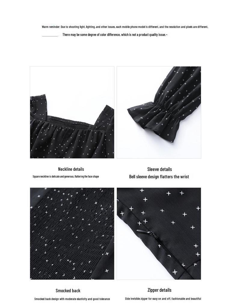 Tupfen Chiffon Zweiteiler: Langarmshirt & Kuchenrock für Übergrößen