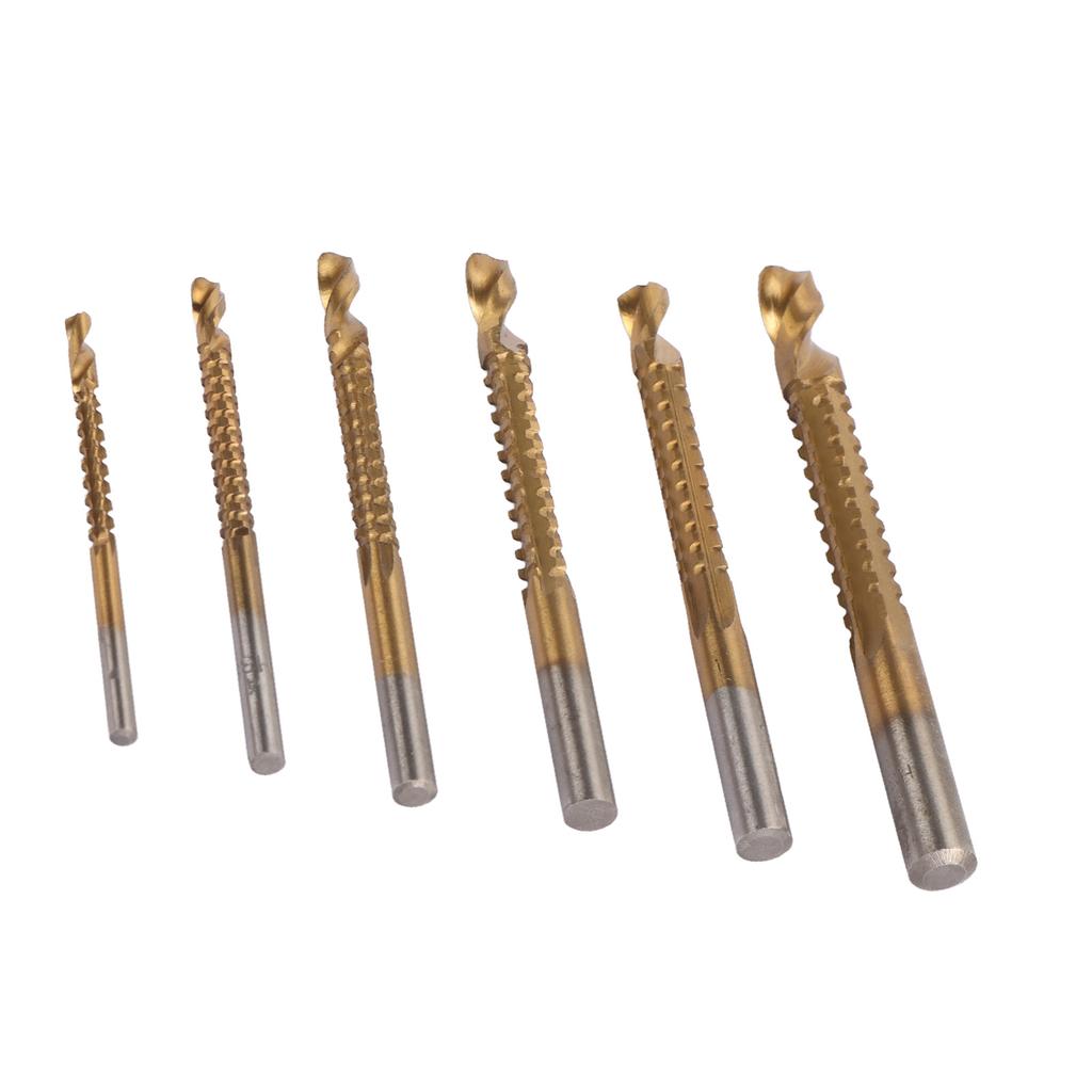 6 Pcs Spiral Saw Drill Bit 3 To 8mm HSS Serrated Side Cutting Drill Bits for Wood Metal Plastic