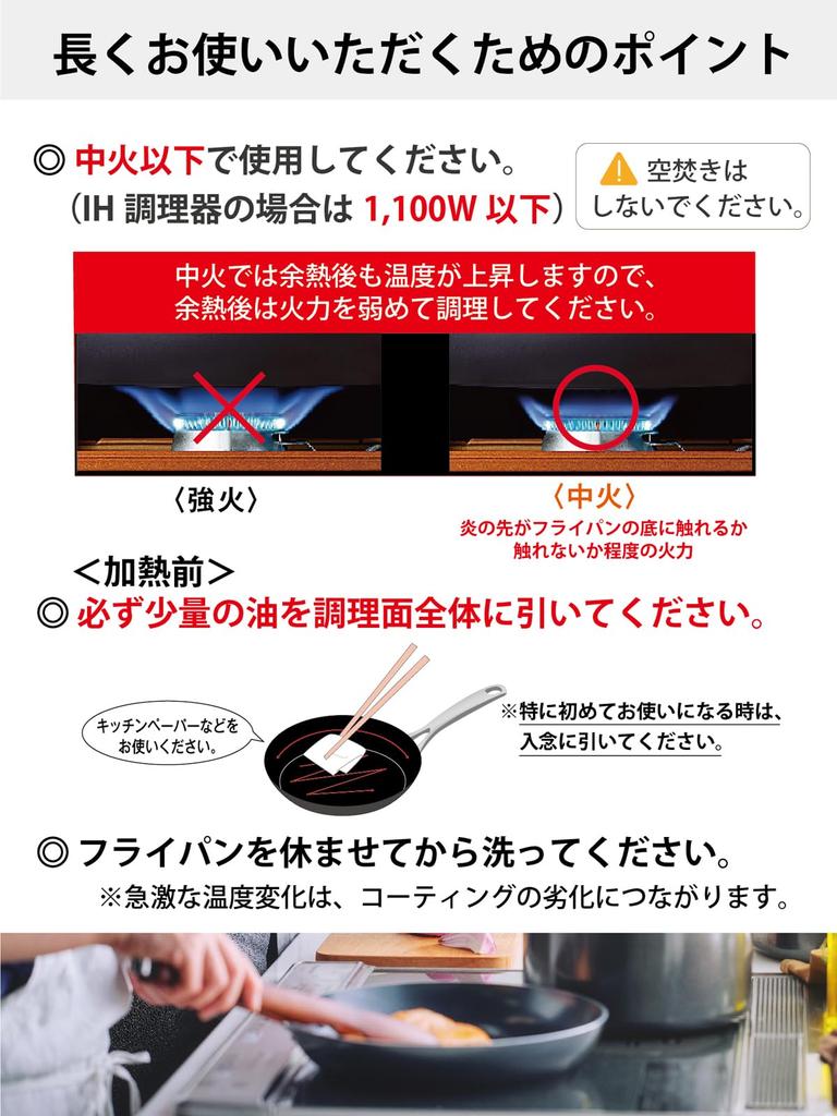 Kyocera Cerabrid Frying Pan 26cm with Frying Pan Protector Overseas Model Frying Pan IH Gas Compatible Oil Use Medium Heat or Lower Black Stainless
