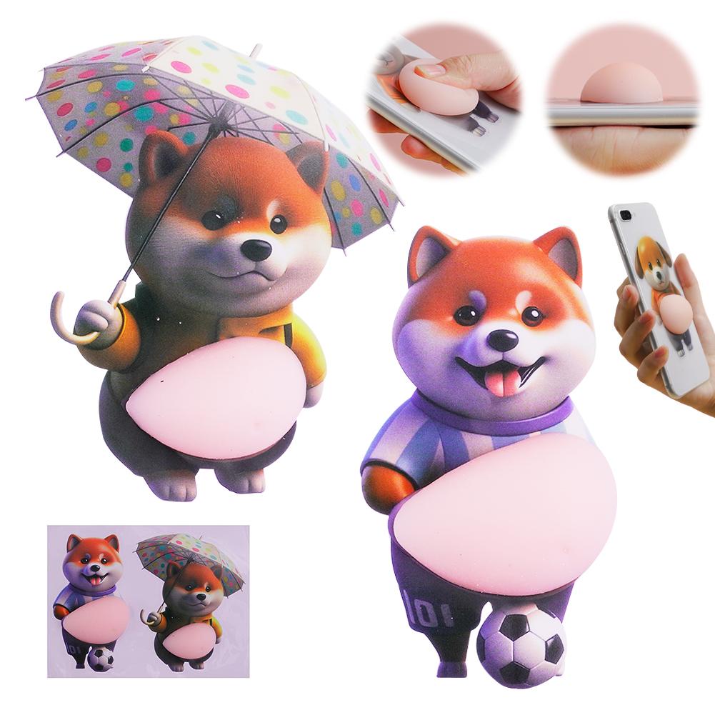 2Pcs 3D Shiba Inu Stickers – Cute Orange Apparel Shiba Inu Stickers, 3D Cute Chubby Shiba Inu (Design), Silicone Self-Adhesive