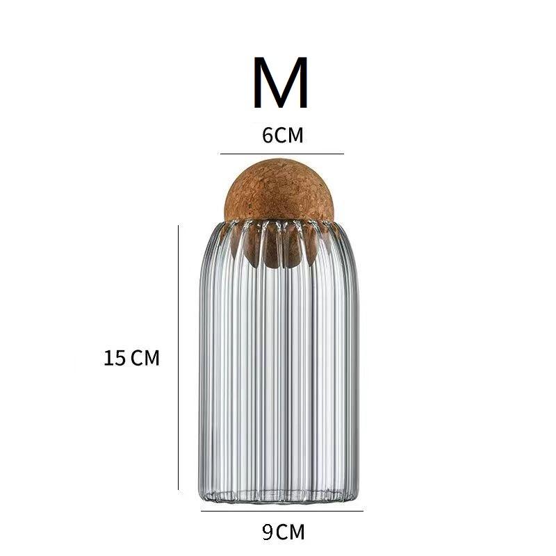 Cork Stopper Glass Storage Jar Clear Glass Canisters with Cork Ball Round Glass Bottles Candy Coffee Beans Spices Storage Tank