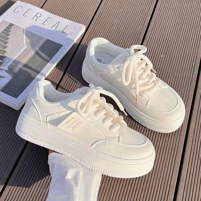Sommer Neue Leder Muffin Plattform Weiße Schuhe frauen Board Schuhe Einfarbig frauen Casual Sneaker frauen