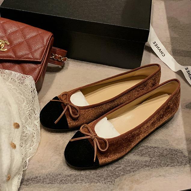 Sheepskin Version~ Xiaoxiangfeng Velvet Leather Soft-soled Mary Jane Single Shoes Women's Bow Flats Ballet Shoes Ladyshoes