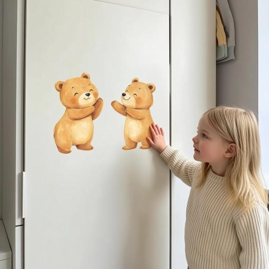 Bear Design Window Sticker, Self-Adhesive Waterproof Wall Decal for Living Room Bedroom Entrance Hall Home Decor
