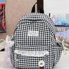 School bag new fresh plaid lace backpack, versatile for daily use, large capacity for outings, commuting, student backpack