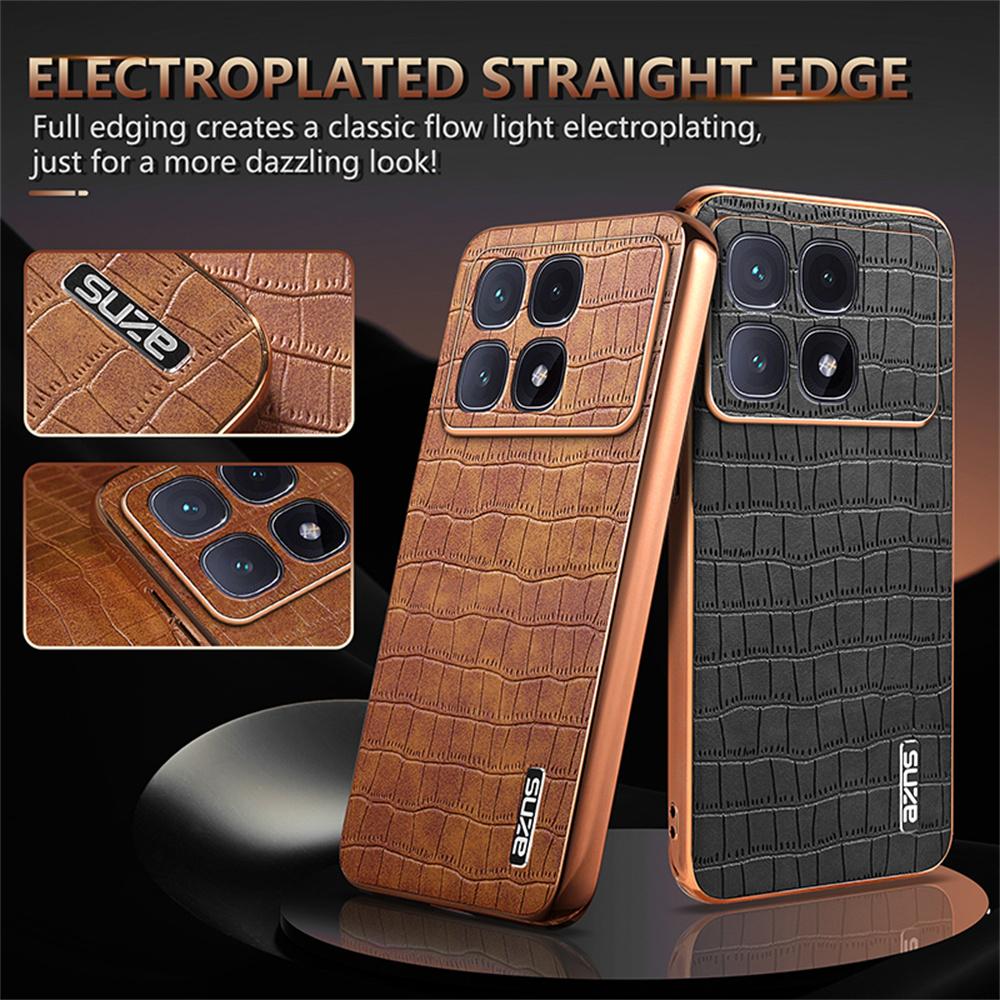 AZNS For Xiaomi Redmi K70 Ultra Case Electroplating Crocodile Texture PU+TPU Phone Cover
