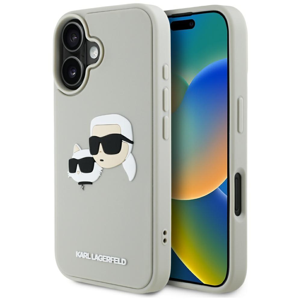 Karl Lagerfeld Hc 3D Rubber Double Heads Case For Iphone 16 Beige