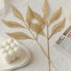 Gold Artificial Leaf Sticks Fake Plants Golden Plastic Leaf Fake Rose Leaves Faux Plant Bushes Artificial Plants for Indoor Outdoor Home