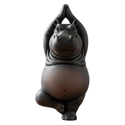 5CM Clumsy Yoga Master Hippo Humble Yoga Master Hippo Resin Ornament Hippo