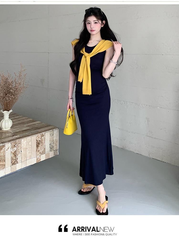 2026 Summer Elegant Maternity Tank Dress & Knit Shawl Two-Piece Set