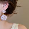 Purple Floral Dangle Earrings Pearl Ear Jewelry Elegant Camellia Flower Earrings  Female