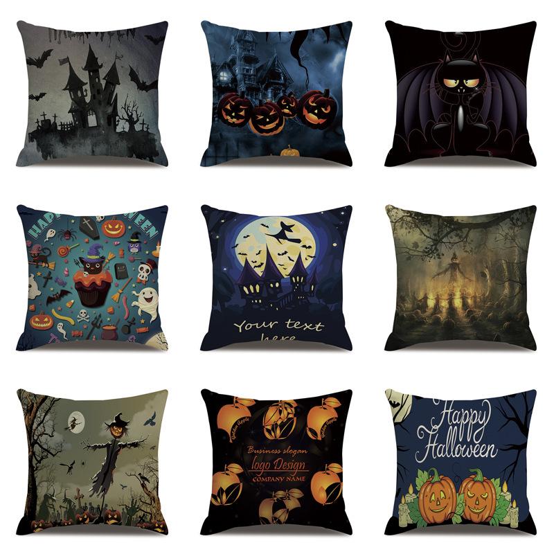 Halloween Linen Pillow Cover Printed Pillow Cover