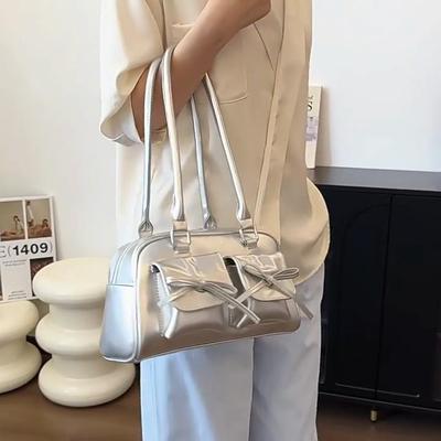 Modische Schultertasche mit Schleife für Damen, Geldbörse und Handtasche, Achseltasche
