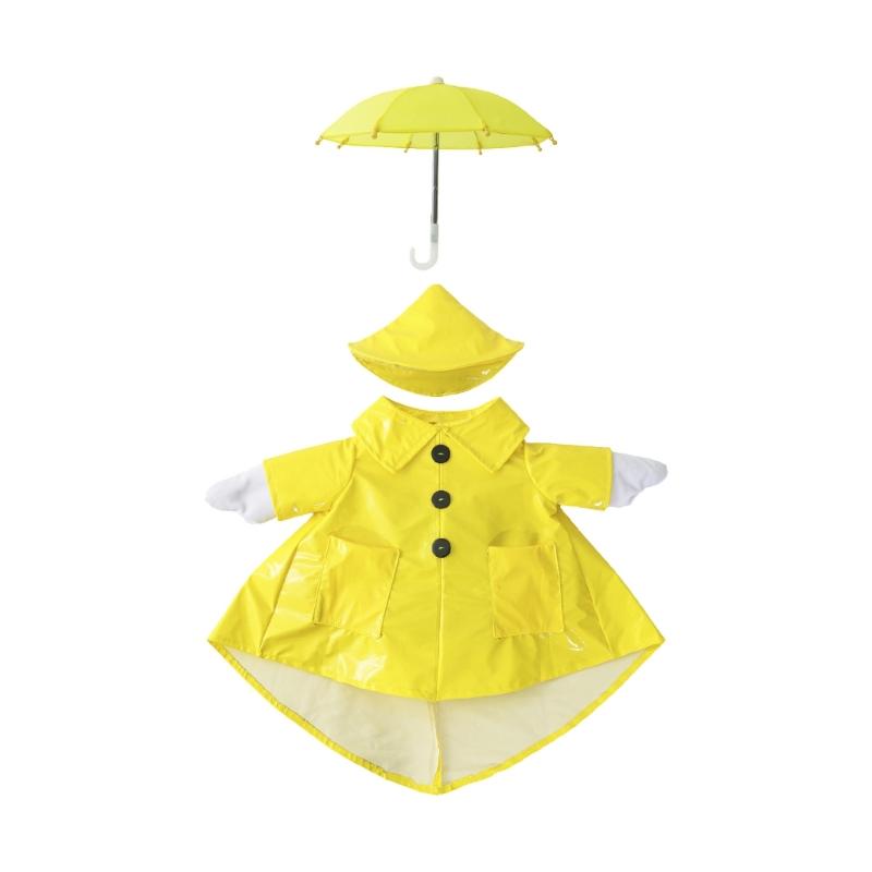 Porch Geese Waterproof Costume Plastic Raincoat And Umbrella Set For 17 Inch Yard Decoration