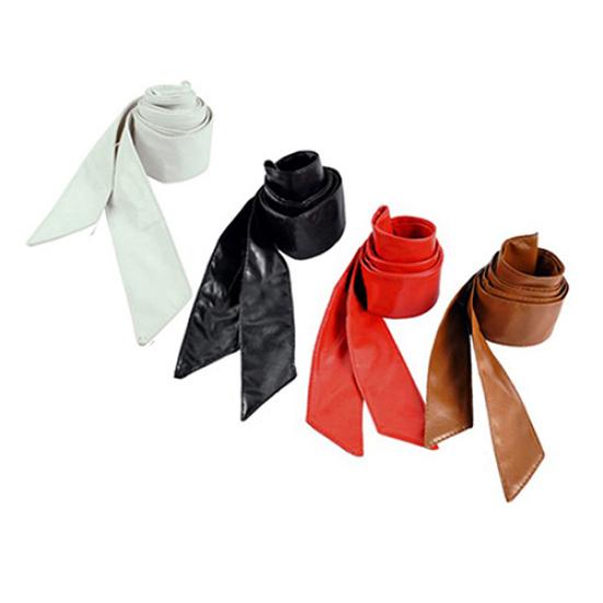 Women's Faux Leather Bowknot Wrap Corset Tie Cinch Waist Belt Band Waistband