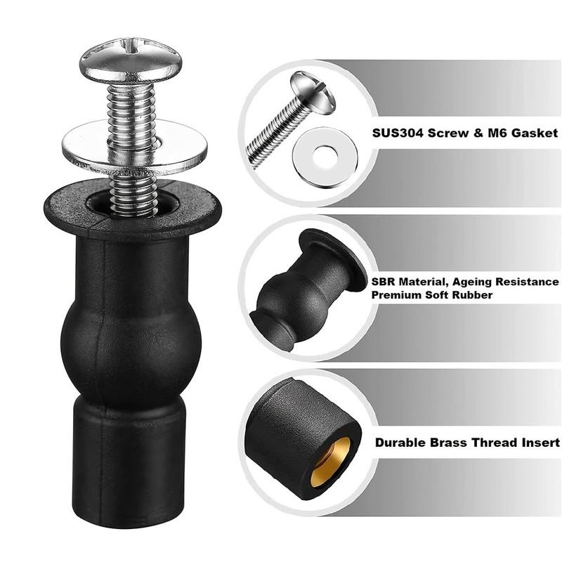 2Pcs Toilet Seat Hinge Bolts – Top Mount, Rubber Expansion Fixing, Universal Replacement Kit