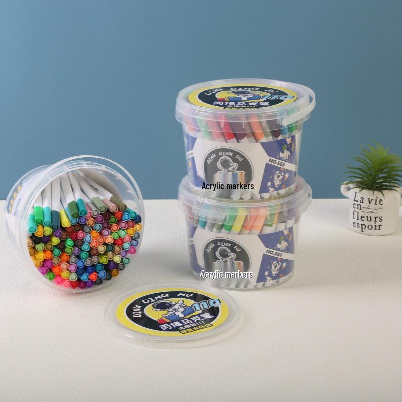 Dingdinghu 110-Color Stackable Acrylic Marker Pen Set for Kids' Drawing On Opaque Paper