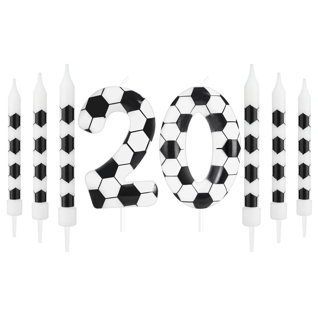 8 Pcs Birthday Candles Football Soccer Sport-Theme Party Decorations, Birthday Cake Candles for Boys Girls Kids Party Supplies